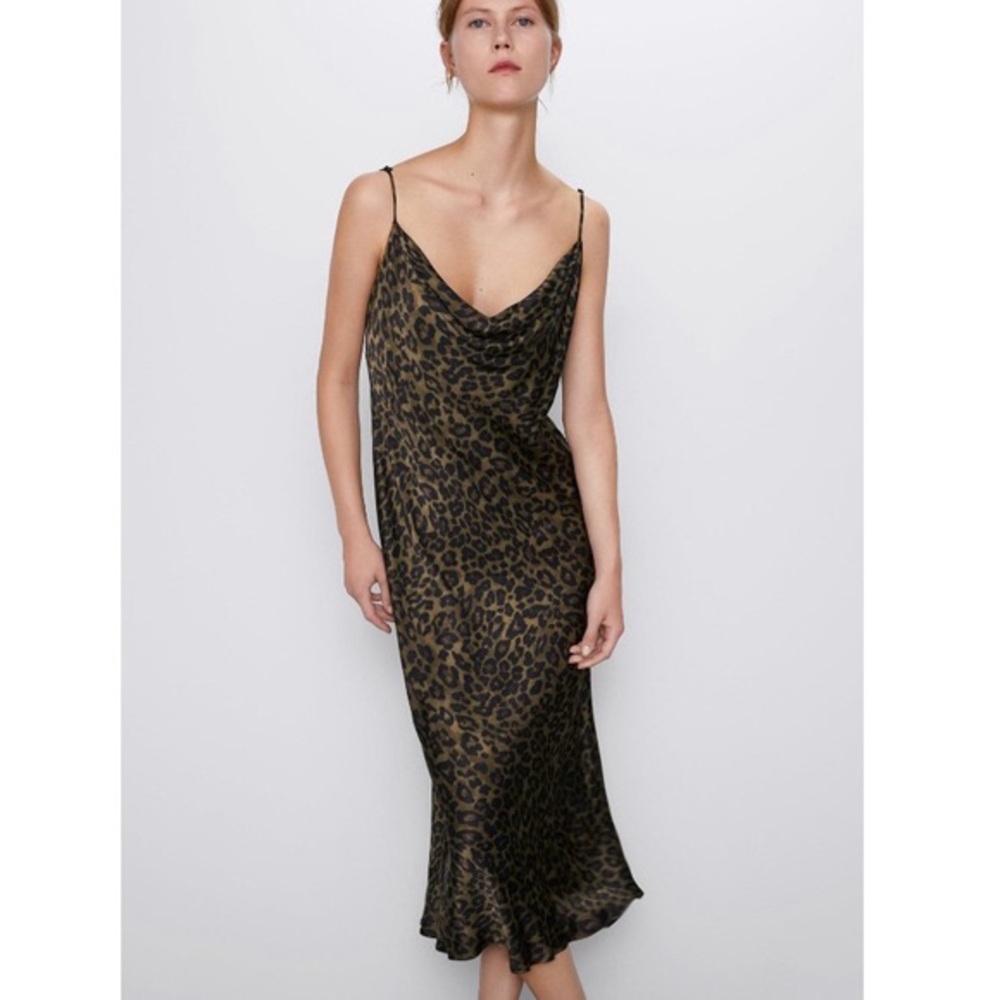 Zara leopard print slip dress